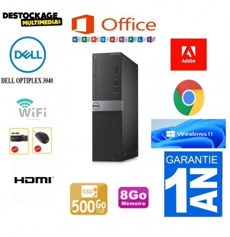 DELL OptiPlex 3040  Core i5 6300 8Go 500go Ssd  Wifi Win11 Office 365