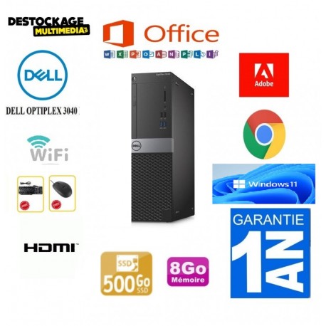 DELL OptiPlex 3040  Core i5 6300 8Go 500go Ssd  Wifi Win11 Office 365