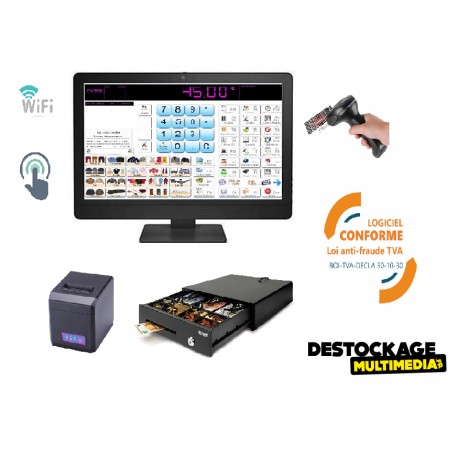 Pack caisse enregistreuse tactile 20 pouces tous commerces avec logiciel au norme Pack caisse enregistreuse tactile 20 pouces tous commerces avec logiciel au norme