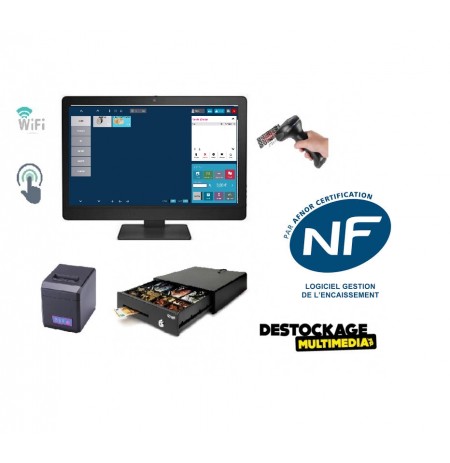 Pack caisse enregistreuse tactile 20 pouces tous commerces avec logiciel au norme