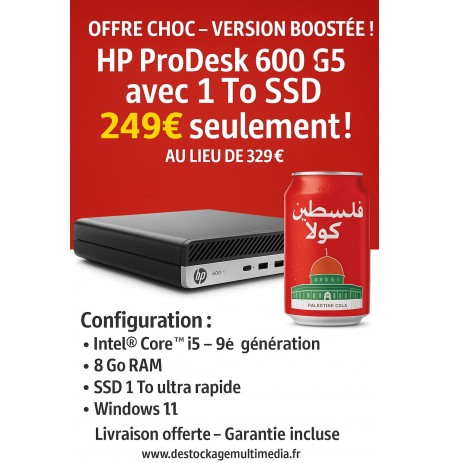 HP ProDesk 400 G5 Intel® Core™ i5 de 9e génération 8 Go DDR4 1 To SSD Wifi Windows 11
