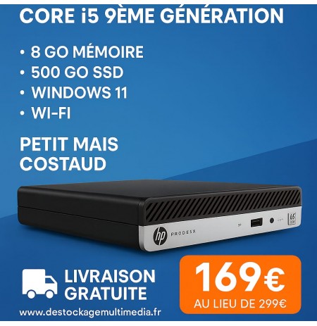 HP ProDesk 400 G5 Intel® Core™ i5 de 9e génération 8 Go DDR4 512 Go SSD Wifi Windows 11