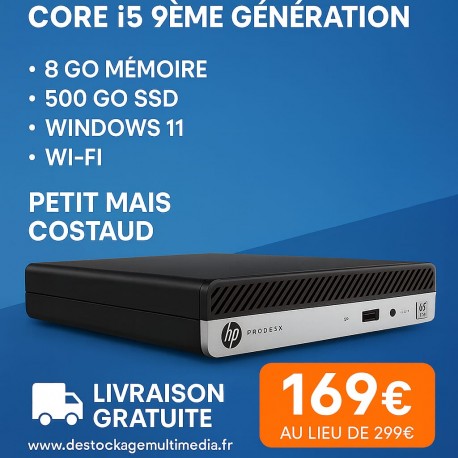 HP ProDesk 400 G5 Intel® Core™ i5 de 9e génération 8 Go DDR4 512 Go SSD Wifi Windows 11