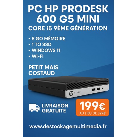 HP ProDesk 400 G5 Intel® Core™ i5 de 9e génération 8 Go DDR4 1 To SSD Wifi Windows 11 HP ProDesk 400 G5 Intel® Core™ i5 de 9e génération 8 Go DDR4 1 To SSD Wifi Windows 11