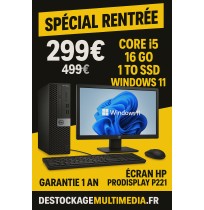 PC COMPLET DELL OPTIPLEX 3040 CORE I5 6500 16GO 1000Go SSD WIFI WIN11+ ECRAN 22 POUCES  Hp