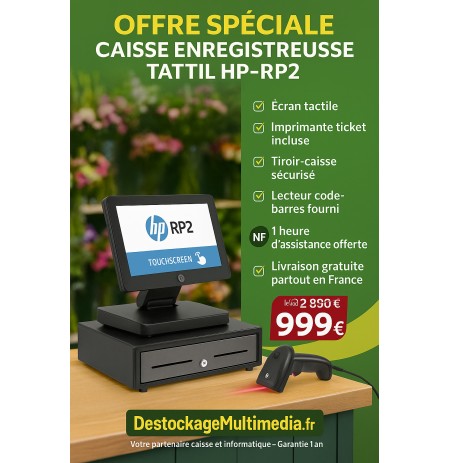 Pack Caisse Tactile HP Rp2 Complet Avec Logiciel NF Sans Abonnement