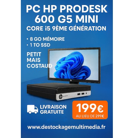 HP ProDesk 400 G5 Intel® Core™ i5 de 9e génération 8 Go DDR4 1 To SSD Wifi Windows 11