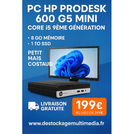 HP ProDesk 400 G5 Intel® Core™ i5 de 9e génération 8 Go DDR4 1 To SSD Wifi Windows 11 HP ProDesk 400 G5 Intel® Core™ i5 de 9e génération 8 Go DDR4 1 To SSD Wifi Windows 11