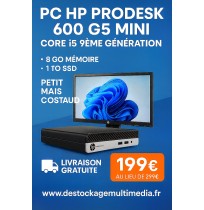 HP ProDesk 400 G5 Intel® Core™ i5 de 9e génération 8 Go DDR4 1 To SSD Écran HP 22 Wifi Windows 11