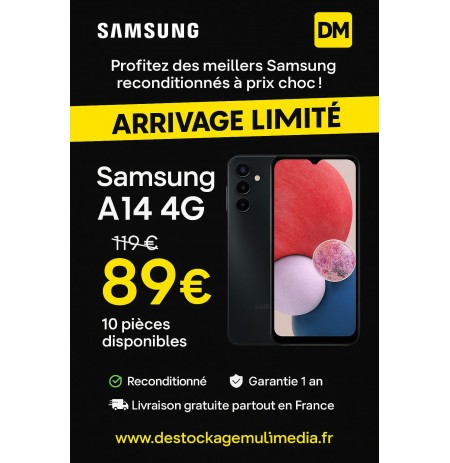 Samsung Galaxy A14 4G Reconditionne 64 Go Noir Garantie 1 an