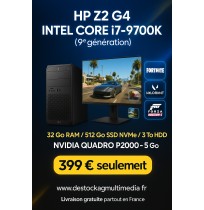 HP Z2 G4  Core i7 9700K 32 Go 512 Go 3TB HDD Quadro P2000 Wifi Windows 11 Professional
