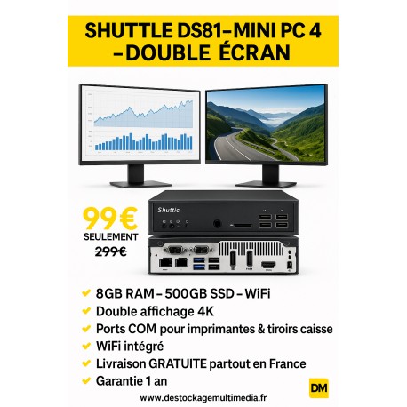SHUTTLE DS81 4K 8GB 500GO SSD WIFI WINDOWS 11