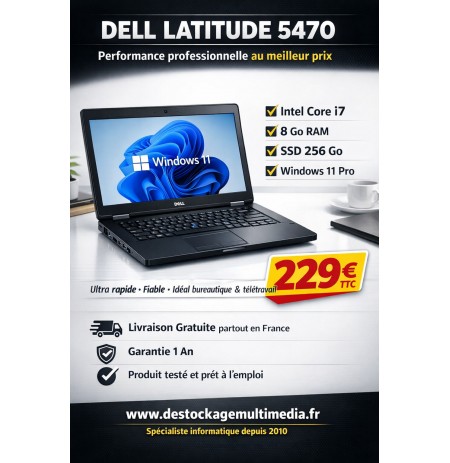 DELL Latitude 5470 i5 2.4 GHz 8Gb 256 Gb SSD WebCam Win 11