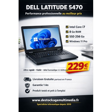 DELL Latitude 5470 i5 2.4 GHz 8Gb 256 Gb SSD WebCam Win 11