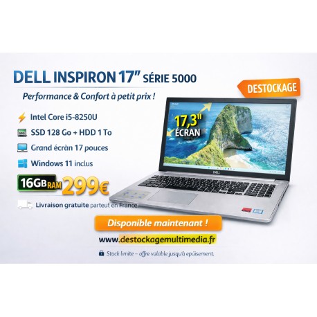 Dell Inspiron Serie 5000 17.3 Core i5 8250 16 GB 128 Ssd 1To Hdd Windows 11