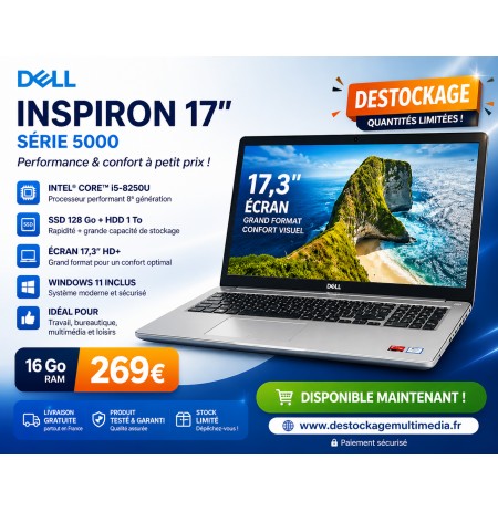 Dell Inspiron Serie 5000 17.3 Core i5 8250 16 GB 128 Ssd 1To Hdd Windows 11
