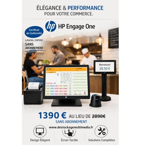 Pack Caisse Hp Engage One 145 Complet Avec Logiciel Au Norme Sans Abonnement