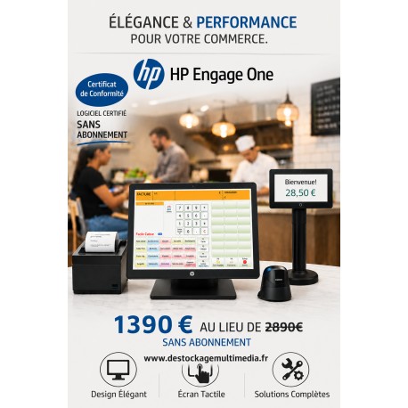 Pack Caisse Hp Engage One 145 Complet Avec Logiciel Au Norme Sans Abonnement