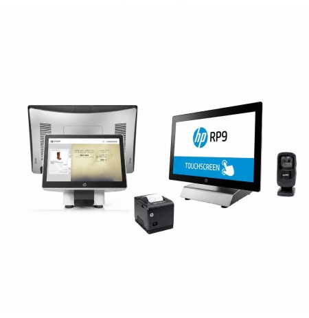 Pack Caisse Tactile HP Rp9 Complet Avec Logiciel NF Afficheur Client Publicitaire Sans Abonnement