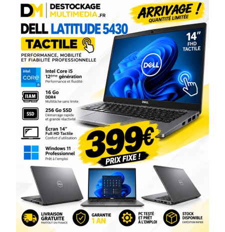 Dell Latitude 5430 Tactile  Intel Core i5 12e  16 Go RAM  SSD 256 Go  Win11
