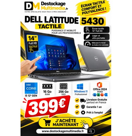 Dell Latitude 5430 Tactile  Intel Core i5 12e  16 Go RAM  SSD 256 Go  Win11
