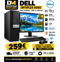 PC Dell OptiPlex 5050 i5 7e génération, 8 Go RAM, SSD NVMe 256 Go + HDD 1 To avec écran 24 pouces