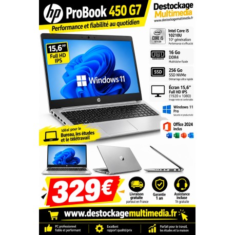 HP ProBook 450 G7 15 Core i5 10TH  - SSD 512 Go - 16 Go - Windows 11