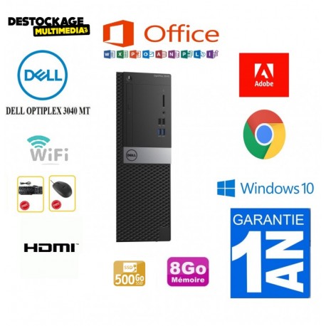 DELL OptiPlex 3040 SFF Core i5 6500 8Go 120 Ssd 500 Go Wifi Win10 Office