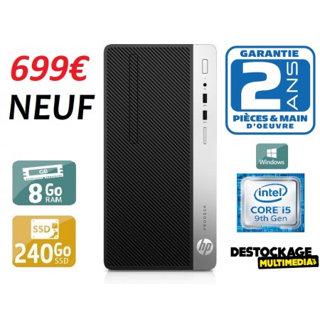 HP ProDesk 400 G6 MT i5-9500  8 Go 256SSD  DVDRW  USB3  Wifi W10Pro Neuf