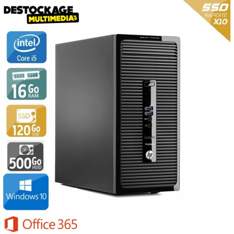 HP ProDesk 400 G2 MT Core i5-4590 16 gb 120 Go Ssd 500 go dvdrw Windows 10 Wifi Office