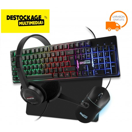 Pack Clavier Souris Casque Micro  Gamer et Tapis de Souris Livraison Gratuite