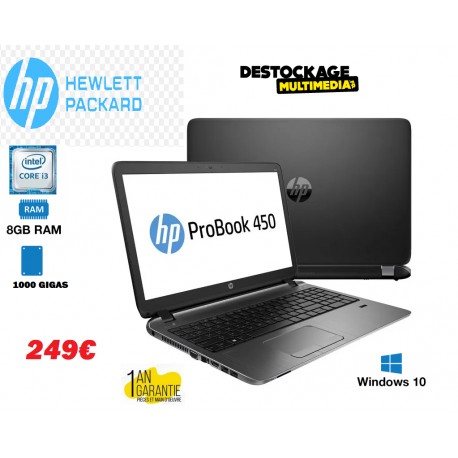 Hp Probook 450 g2 Core i3 4030u 8 gb 1 To Dvdrw Webcam Wifi Windows 10